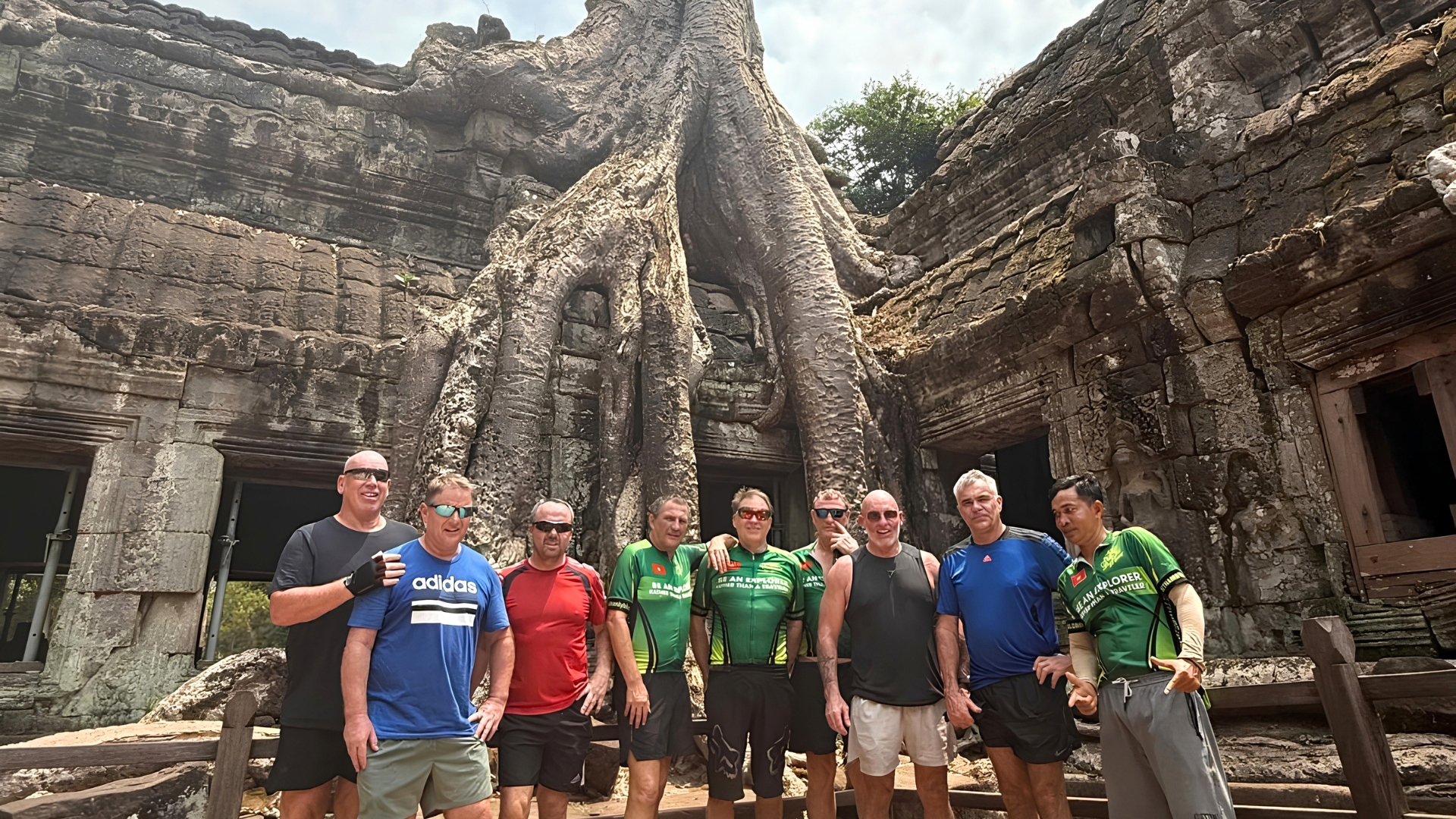 Mr. Leo with cycling guests during a Vietnam adventure tour